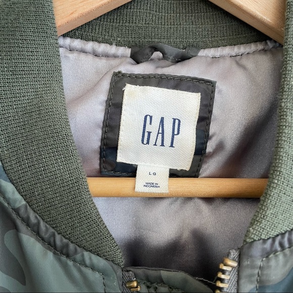 Gap Bomber Jacket Camo Green Nylon Size Large - Picture 5 of 11